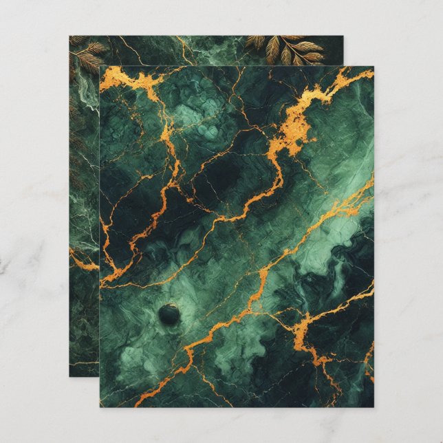 Autumnal Marble Green Forest Scrapbook Paper (Voorkant / Achterkant)