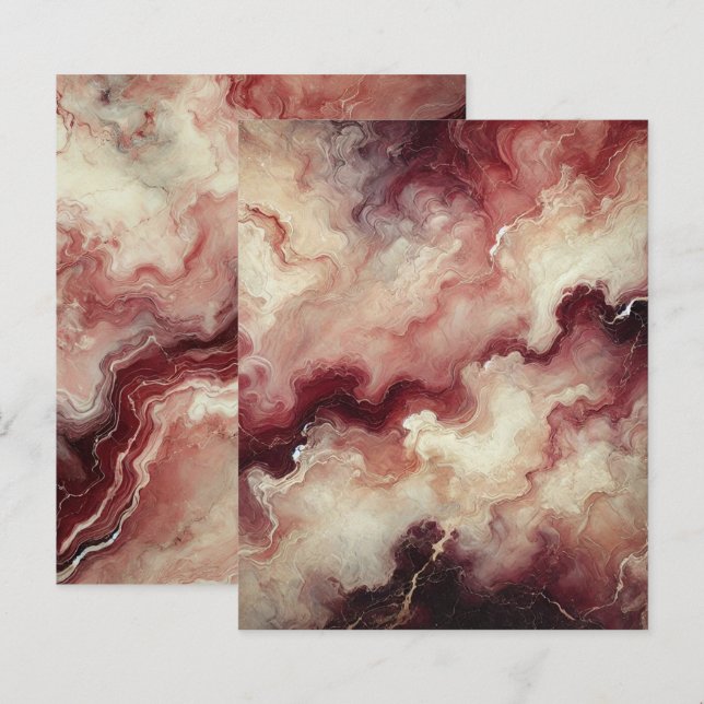 Autumnal Marble Harvest Wine Scrapbook Paper (Voorkant / Achterkant)