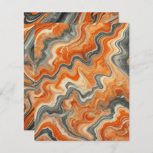Autumnal Marble Pumpkin Spice Scrapbook Paper (Voorkant / Achterkant)