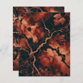 Autumnal Marble Rusty Leaves Scrapbook Paper
