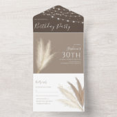 Autumnal Pampas Grass Birthday All In One Uitnodiging (Binnen)
