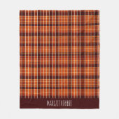 Autumnal Plaid Oranje Bruin Geometrisch Patroon Fleece Deken (Voorkant)