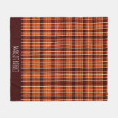 Autumnal Plaid Oranje Bruin Geometrisch Patroon Fleece Deken (Voorkant (Horizontaal))