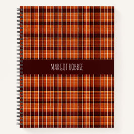 Autumnal Plaid Oranje Bruin Geometrisch Patroon Notitieboek