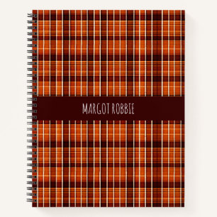 Autumnal Plaid Oranje Bruin Geometrisch Patroon Notitieboek