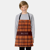 Autumnal Plaid Oranje Bruin Geometrisch Patroon Schort (Gedragen)