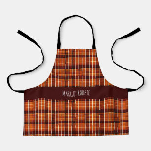 Autumnal Plaid Oranje Bruin Geometrisch Patroon Schort
