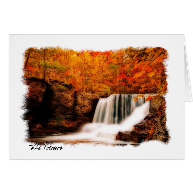 Autumnal Pocono Waterfall Card (Voorkant Horizontaal)