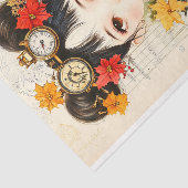 Autumnal Steampunk Aziatische vrouw BJ3 Decoupage Tissuepapier (Detail)