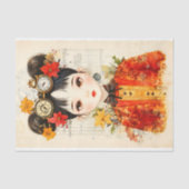 Autumnal Steampunk Aziatische vrouw BJ3 Decoupage Tissuepapier (Voorkant)