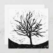 Autumnal Tree Lino Print Kaart (Voorkant / Achterkant)