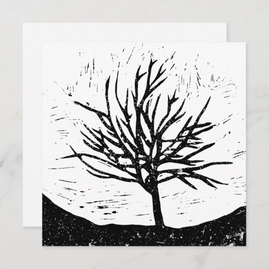 Autumnal Tree Lino Print Kaart (Voorkant / Achterkant)