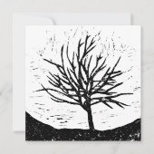 Autumnal Tree Lino Print Kaart (Voorkant)