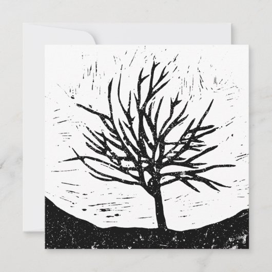 Autumnal Tree Lino Print Kaart (Voorkant)