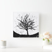 Autumnal Tree Lino Print Wandklok (Huis)