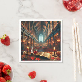 Autumnal Whimsigoth Magical Library Decoupage Servet