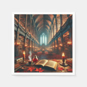 Autumnal Whimsigoth Magical Library Decoupage Servet (Voorkant)