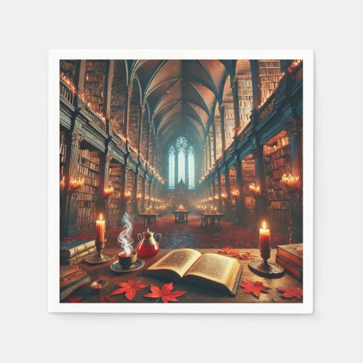 Autumnal Whimsigoth Magical Library Decoupage Servet (Voorkant)