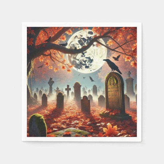 Autumnal Whimsigoth Mysterious Graveyard Decoupage Servet (Voorkant)