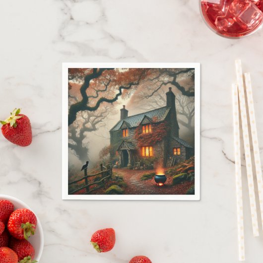 Autumnal Whimsigoth Witches Cottage Decoupage Servet (Insitu)