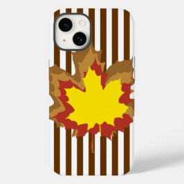 Autumnale Nutmeg-strips met bladeren Case-Mate iPhone 14 Hoesje