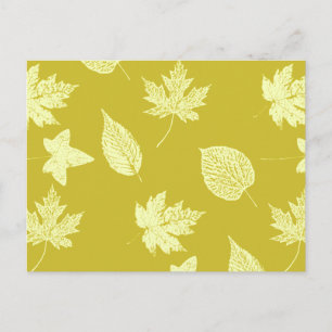 Autumnebladeren - mosterd en lichtgeel briefkaart