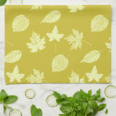 Autumnebladeren - mosterd en lichtgeel theedoek (Gevouwen)