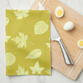 Autumnebladeren - mosterd en lichtgeel theedoek (Quarter Fold)