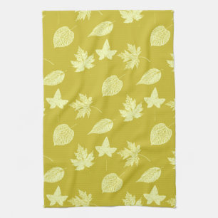 Autumnebladeren - mosterd en lichtgeel theedoek