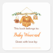 AutumnFall Kleding Line Meisje Baby shower Bookpla Vierkante Sticker (Voorkant)