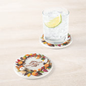 Autumn's Bounty - Een feestelijke Herfst Decoratie Zandsteen Onderzetter (Zijkant)