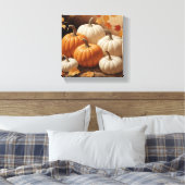 Autumn's Bounty: een symfonie van pompoenencanvas Canvas Afdruk (Insitu (Slaapkamer))