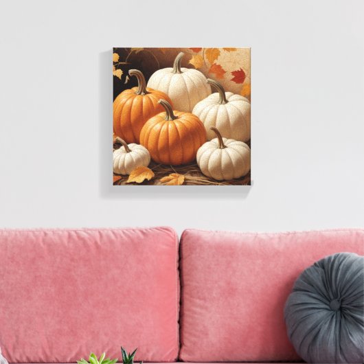 Autumn's Bounty: een symfonie van pompoenencanvas Canvas Afdruk (Insitu (Woonkamer))