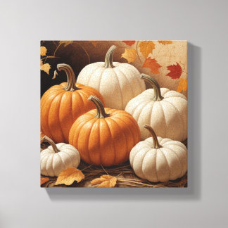 Autumn's Bounty: een symfonie van pompoenencanvas Canvas Afdruk