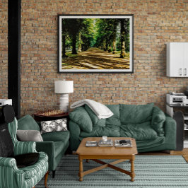 Autumn's Tree-Lined Tunnel Foto Afdruk