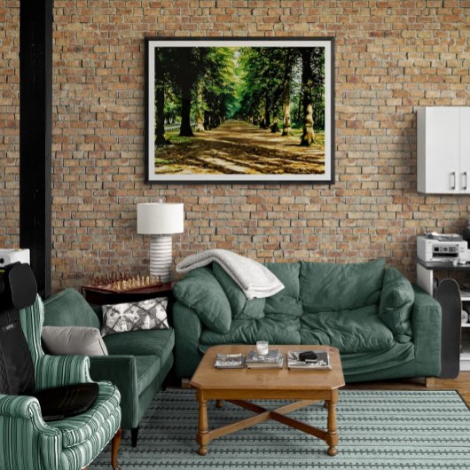 Autumn's Tree-Lined Tunnel Foto Afdruk