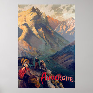 Auvergne, Bergweg, Frankrijk Poster