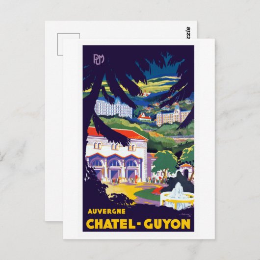 Auvergne Chatel-Guyon Frankrijk Reisposter Briefkaart (Voorkant / Achterkant)