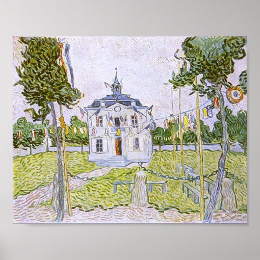 Auvers Town Hall 14 juli 1890, Vincent van Gogh Poster (Voorkant)