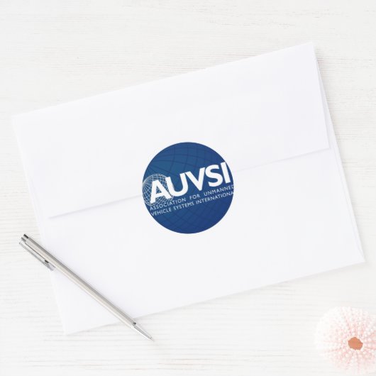 AUVSI Donker Ronde Sticker (Envelop)