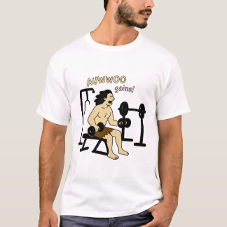 AUWWOO Gains Funny Caveman Gym Design – Fitness Hu T-shirt