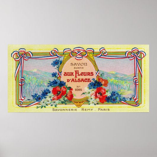 Auz Fleurs D' Alsace Soap LabelParis, Frankrijk Poster (Voorkant)