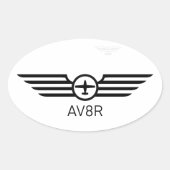 AV8R Wings Enig Motorvlak Zwart Ovaal Sticker (Voorkant)