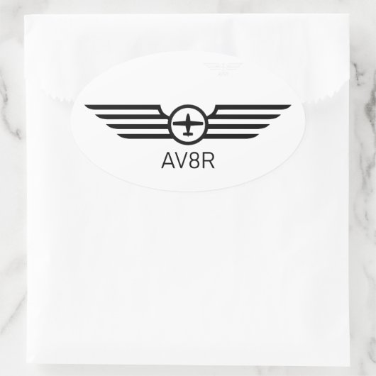 AV8R Wings Enig Motorvlak Zwart Ovaal Sticker (Tas)