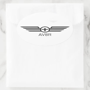 AV8R Wings Enig Motorvlak Zwart Ovaal Sticker