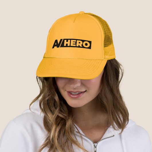 AV HERO YELLOW TRUCKER HAT TRUCKER PET (In situ)