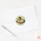 AV- Lion Chasing Tiger Chasing Dog Art Ronde Sticker (Envelop)