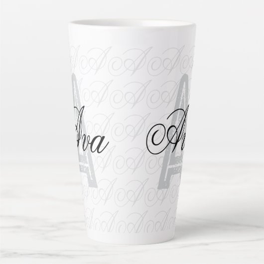 Ava Aangepaste naam Zwart Wit Tumbler Latte Mok (Voorkant)