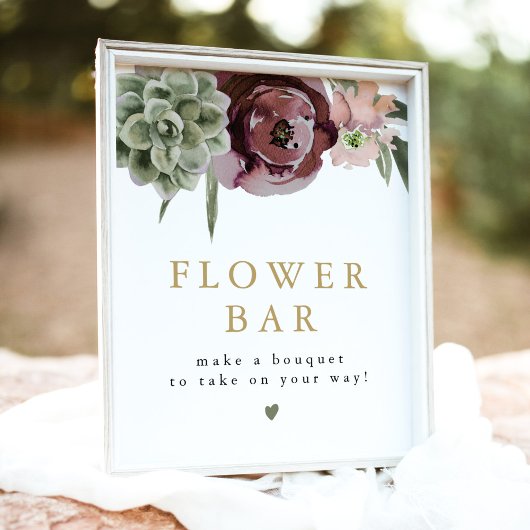 AVA Boho Bourgogne Succulent Bloem Bar Teken Poster