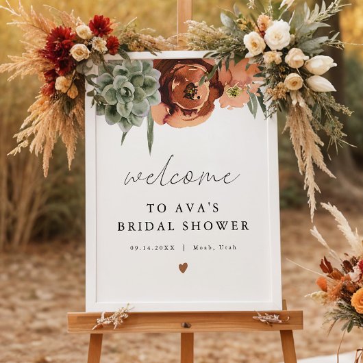 AVA Boho Terracotta & Succulent Bruids Welcome Poster